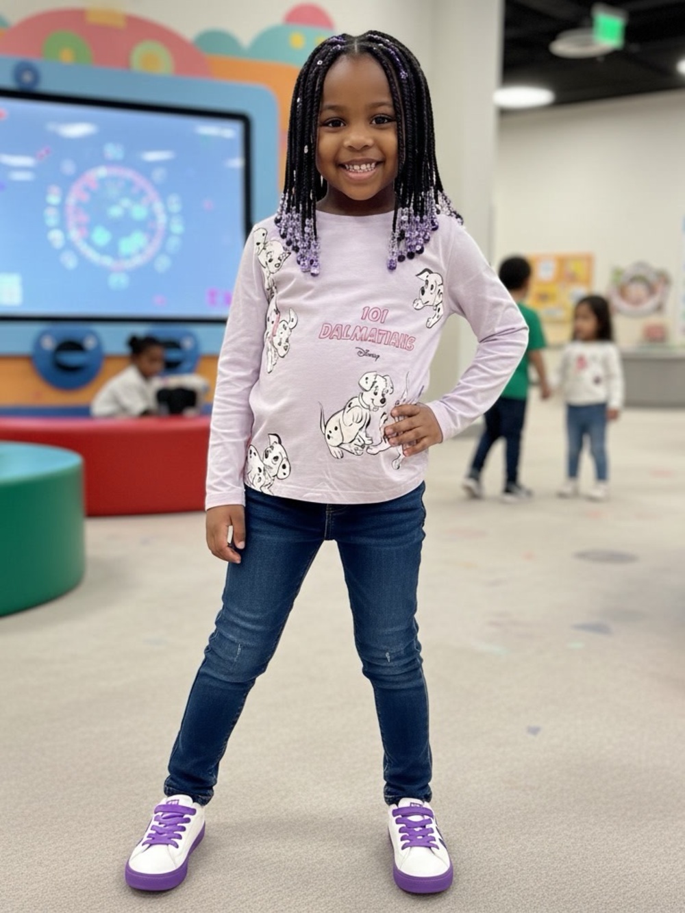 Zara Kids x Disney 101 Dalmatians Lavender Long Sleeve Graphic Tee T-Shirt Size